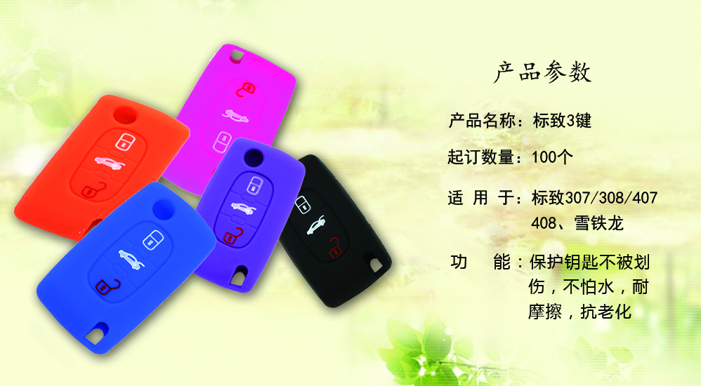 汽車(chē)鑰匙套標(biāo)致3鍵